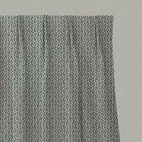 Green Patterned Linen Pleated Curtains - Arina Jade Mist - Natural base fabric.