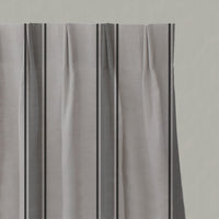 Grey Striped Linen Pleated Curtains - Bella Charcoal - Natural base fabric.