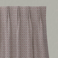 Pink Patterned Linen Pleated Curtains - Brita Dusty Pink - Natural base fabric.