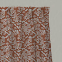 Orange Floral Linen Pleated Curtains - Dagmar-INV Pumpkin - Natural base fabric.