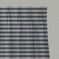Blue Striped Linen Pleated Curtains - Della Denim - Natural base fabric.