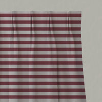 Red Striped Linen Pleated Curtains - Della Wine - Natural base fabric.