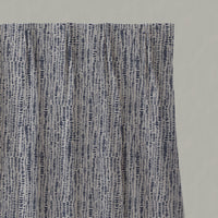 Blue Patterned Linen Pleated Curtains - Dora Deep Blue - Natural base fabric.