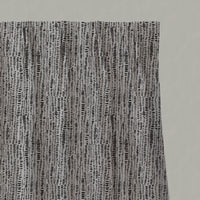Black Patterned Linen Pleated Curtains - Dora Noir - Natural base fabric.
