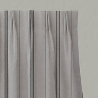 Grey / Black Striped Linen Pleated Curtains - Elise Noir - Natural base fabric.