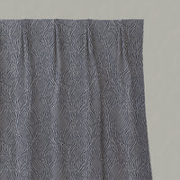 Blue Botanical Linen Pleated Curtains - Erica Deep Blue - Natural base fabric.