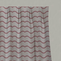 Red / Pink Patterned Linen Pleated Curtains - Fiorella Dusty Pink-Red - Natural base fabric.