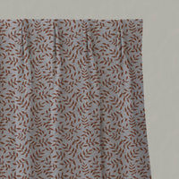 Orange Botanical Linen Pleated Curtains - Fita Terracotta - Natural base fabric.