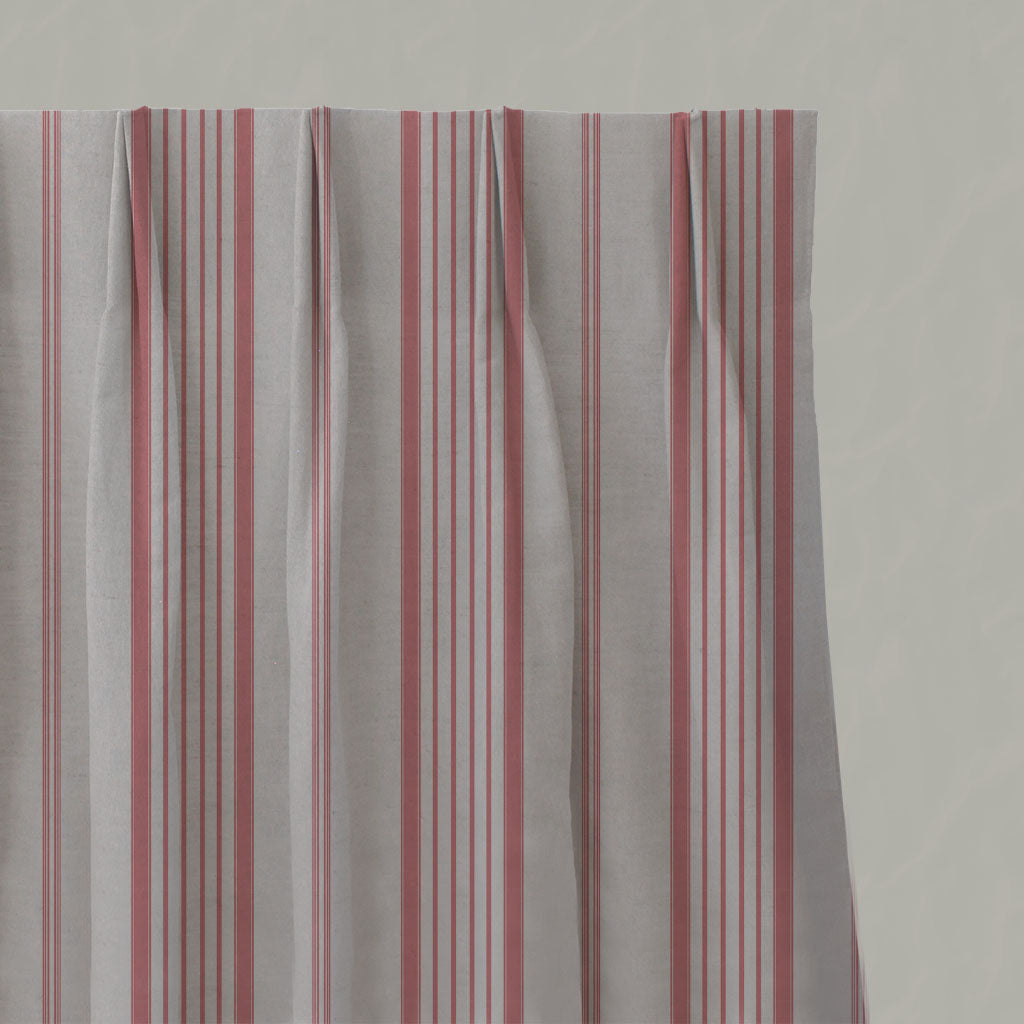 Pink Striped Linen Pleated Curtains - Freja Sweetpea - Natural base fabric.
