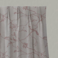 Pink Floral Linen Pleated Curtains - Gardenia Dusty Pink - Natural base fabric.