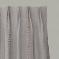 Pink Botanical Linen Pleated Curtains - Helena-NAT Dusty Pink  - Natural base fabric.