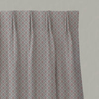 Pink Floral Linen Pleated Curtains - Hilla Pink Greige - Natural base fabric.