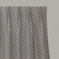 Pink Floral Linen Pleated Curtains - Hilla Pink Pine - Natural base fabric.