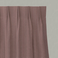 Red Patterned Linen Pleated Curtains - Hugo Crimson Red - Natural base fabric.