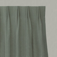 Green Patterned Linen Pleated Curtains - Hugo Parrot Green - Natural base fabric.