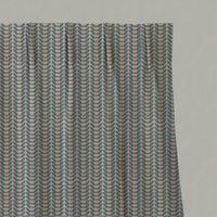 Green / Orange Patterned Linen Pleated Curtains - Hulda Sage Ochre - Natural base fabric.