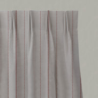 Red Striped Linen Pleated Curtains - Inari Crimson Red - Natural base fabric.