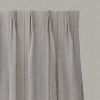 Orange / Yellow Striped Linen Pleated Curtains - Inari Ochre - Natural base fabric.