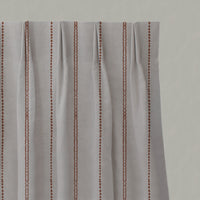 Red / Orange Striped Linen Pleated Curtains - Inga-NAT Terracotta - Natural base fabric.