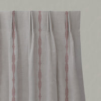 Pink Patterned Linen Pleated Curtains - Irina Dusty Pink - Natural base fabric.