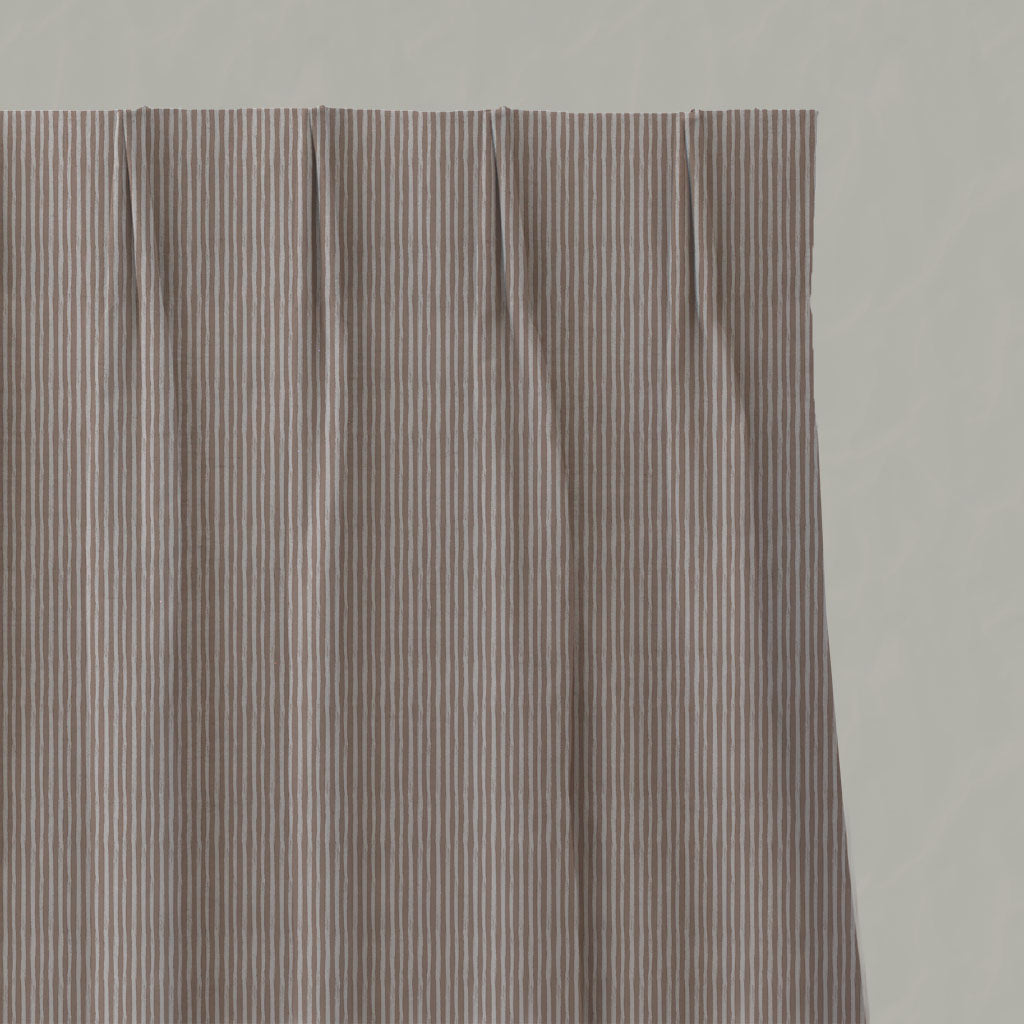 Pink Striped Linen Pleated Curtains - Laila New Blush  - Natural base fabric.