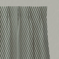 Green Patterned Linen Pleated Curtains - Lana Jade Mist - Natural base fabric.