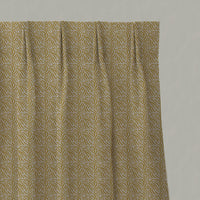Yellow Patterned Linen Pleated Curtains - Malena Mustard - Natural base fabric.