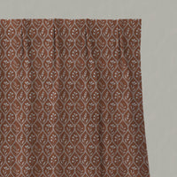 Orange Floral Linen Pleated Curtains - Miny Terracotta - Natural base fabric.