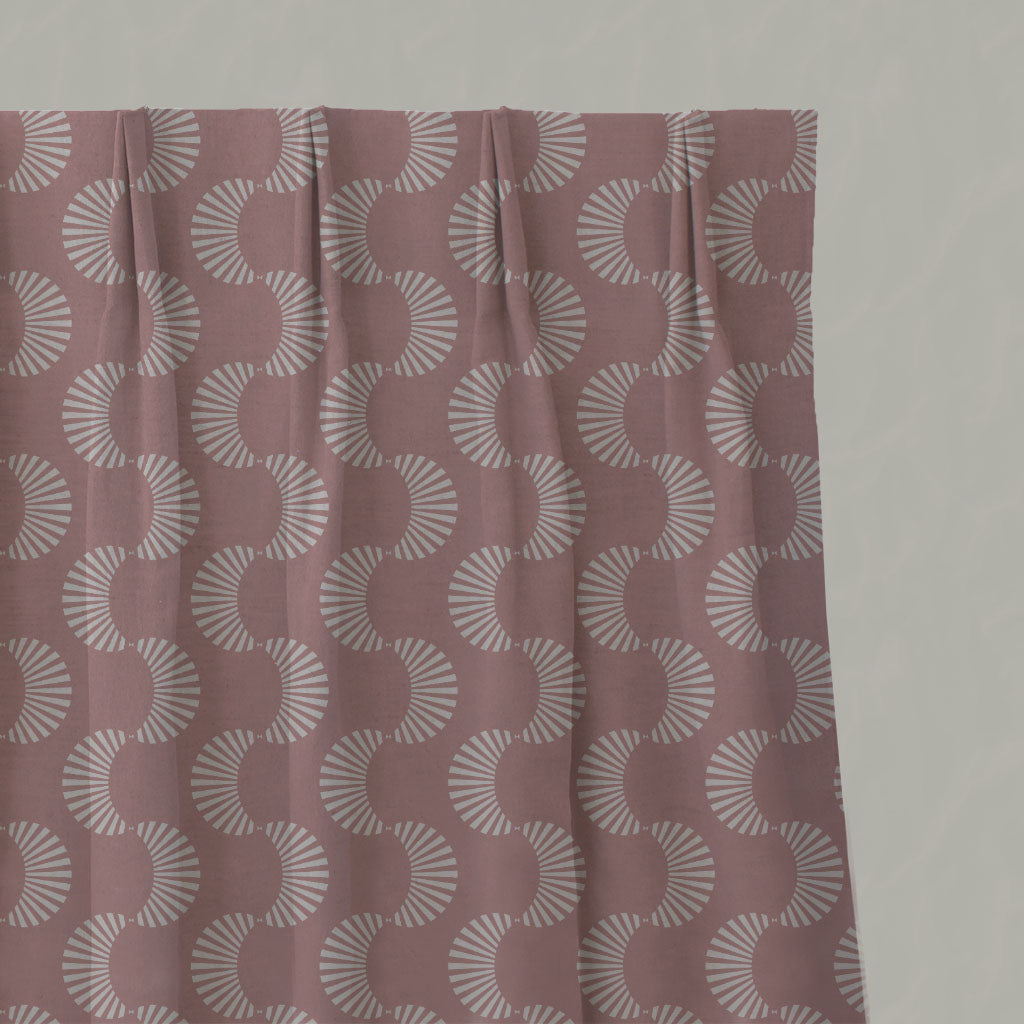 Pink Patterned Linen Pleated Curtains - Naja Dusty Pink - Natural base fabric.