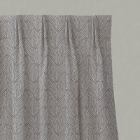Grey Patterned Linen Pleated Curtains - Pia Charcoal - Natural base fabric.