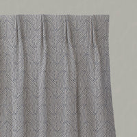 Blue Patterned Linen Pleated Curtains - Pia Night Blue - Natural base fabric.