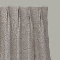 Orange Patterned Linen Pleated Curtains - Pia Tangerine - Natural base fabric.