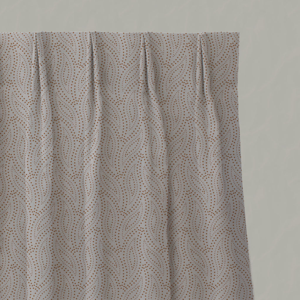 Orange Patterned Linen Pleated Curtains - Pia Tangerine - Natural base fabric.