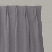 Blue Striped Linen Pleated Curtains - Pinni Deep Blue - Natural base fabric.