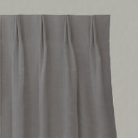 Black Striped Linen Pleated Curtains - Pinni Noir - Natural base fabric.