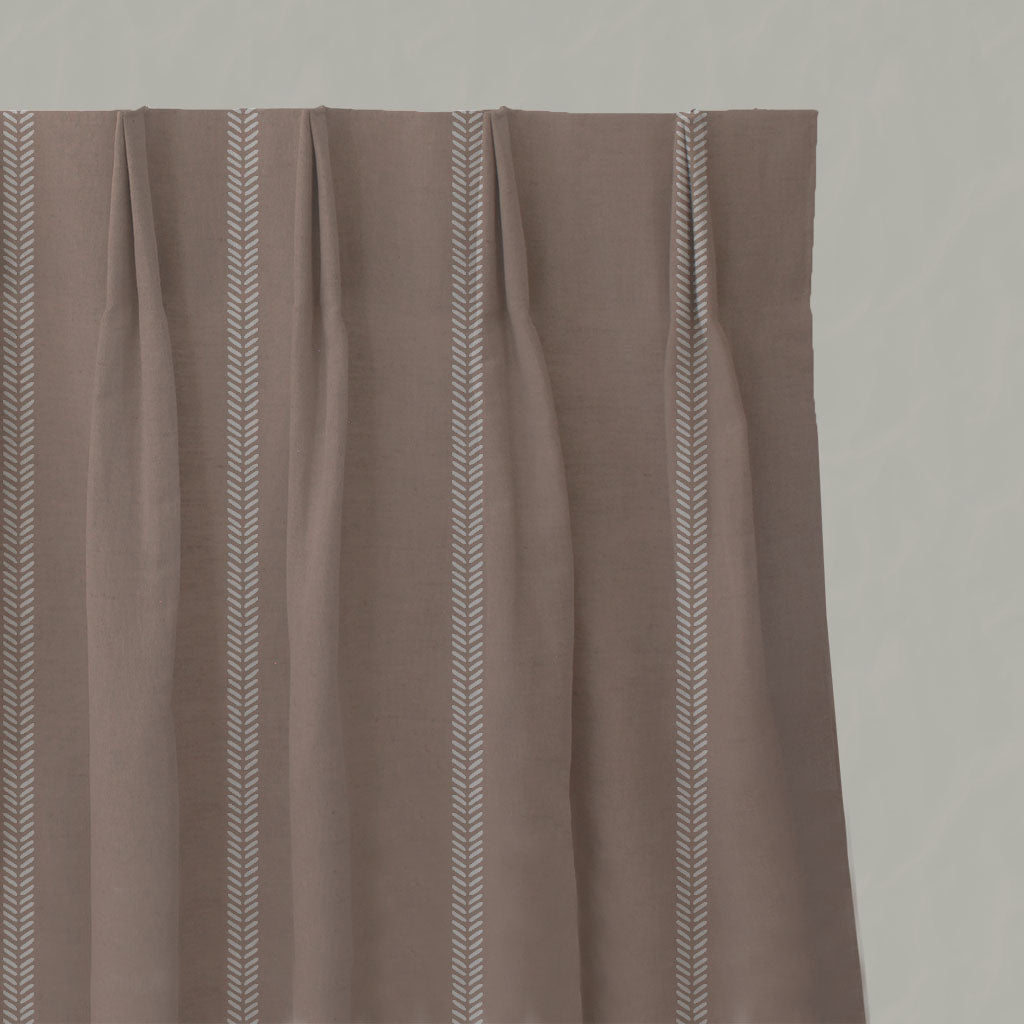 Pink Striped Linen Pleated Curtains - Rana New Blush - Natural base fabric.