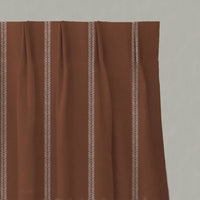 Red / Orange Striped Linen Pleated Curtains - Rana Terracotta - Natural base fabric.