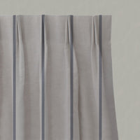 Blue Striped Linen Pleated Curtains - Ronja Deep Blue - Natural base fabric.
