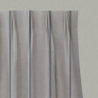 Blue Striped Linen Pleated Curtains - Ronja Denim - Natural base fabric.