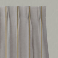 Yellow Striped Linen Pleated Curtains - Ronja Mustard - Natural base fabric.