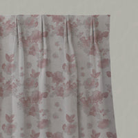 Pink Floral Linen Pleated Curtains - Rose Dusty Pink - Natural base fabric.
