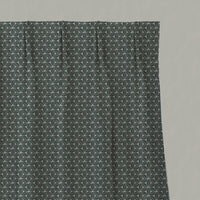Green Botanical Linen Pleated Curtains - Saana Dark Pine - Natural base fabric.