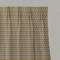 Yellow Patterned Linen Pleated Curtains - Siruna Mustard - Natural base fabric.