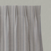 Blue Striped Linen Pleated Curtains - Solveig Night Blue - Natural base fabric.