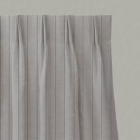 Green Striped Linen Pleated Curtains - Solveig Sage - Natural base fabric.