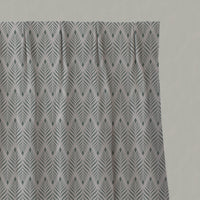 Green Patterned Linen Pleated Curtains - Sylvia Sage - Natural base fabric.