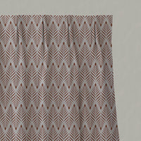 Red / Orange Patterned Linen Pleated Curtains - Sylvia Terracotta - Natural base fabric.