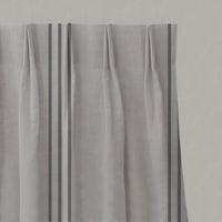 Black Striped Linen Pleated Curtains - Telma Black - Natural base fabric.