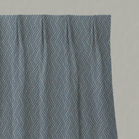 Blue Patterned Linen Pleated Curtains - Vera True Blue - Natural base fabric.
