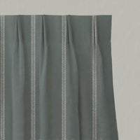 Rana Sage - Light Green pleated curtain with hand drawn stripes